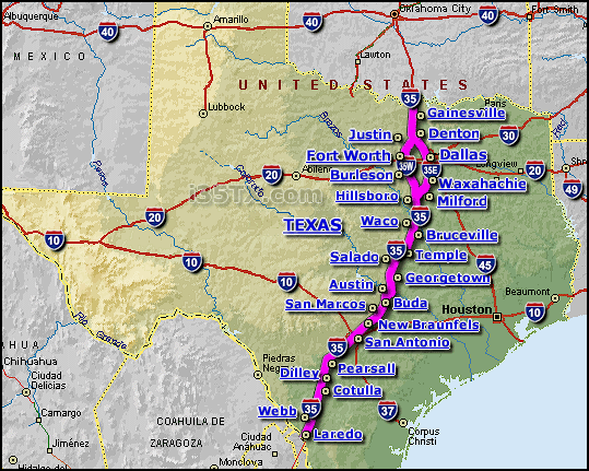 texas road map with cities